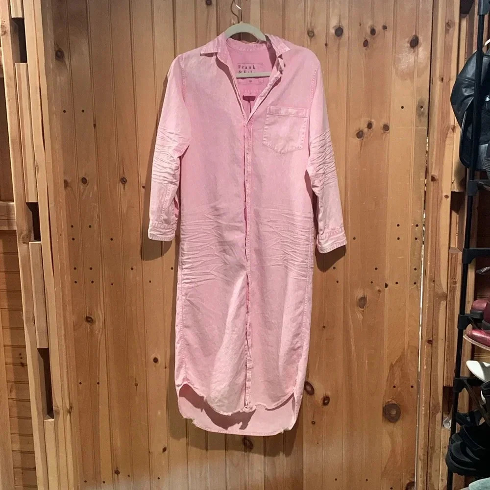 Frank & Eileen Pink Midi Shirt Dress